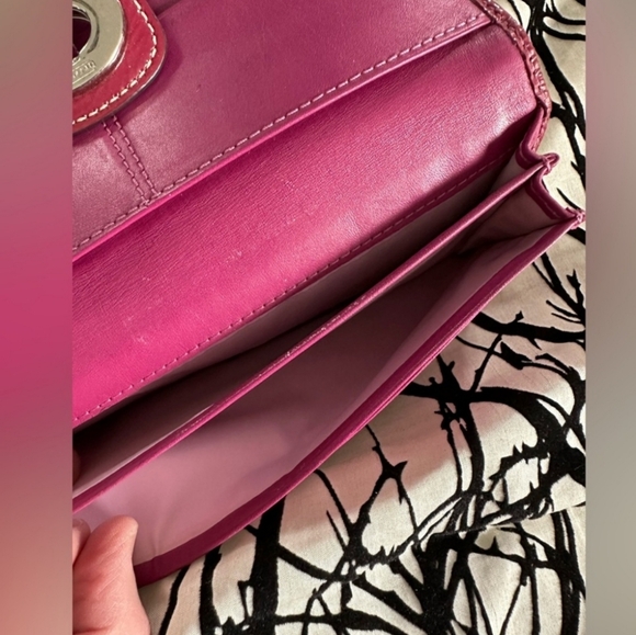 🎉Coach Signature Slim Jacquard Wallet canvas raspberry patent leather - Picture 8 of 8